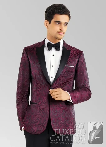 Thomas Brothers PM1047 - Burgundy Paisley Chase Tuxedo #0 Burgundy thumbnail